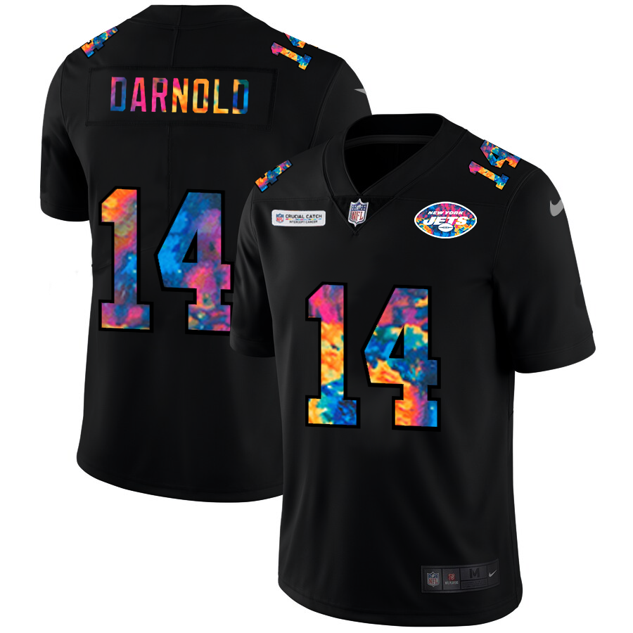 NFL New York Jets #14 Sam Darnold Men Nike MultiColor Black 2020 Crucial Catch Vapor Untouchable Limited Jersey